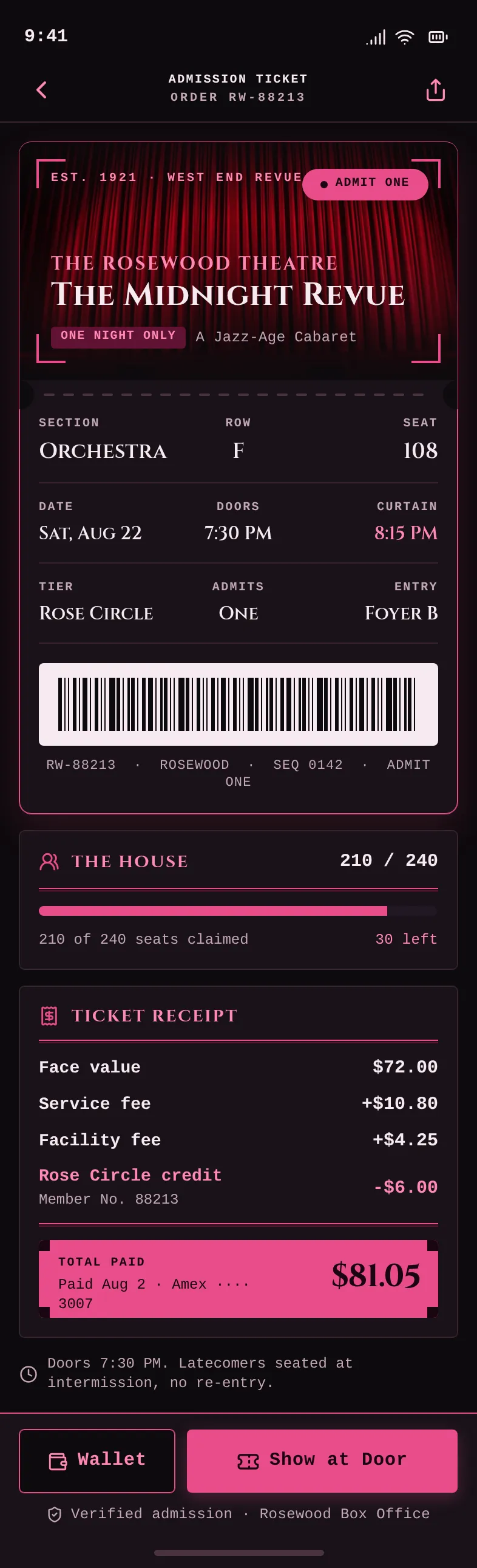The Rosewood Theatre · The Midnight Revue, Sat — .gui preview
