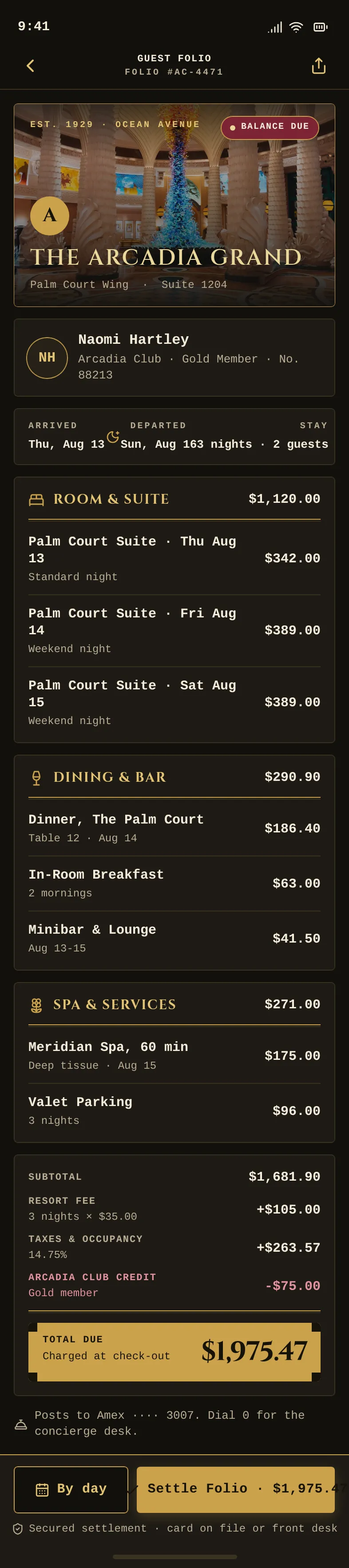 The Arcadia Grand Hotel · Guest Folio, Suite 1204 — .gui preview