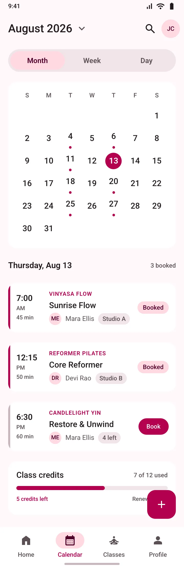 Bloom — Class Calendar — .gui preview