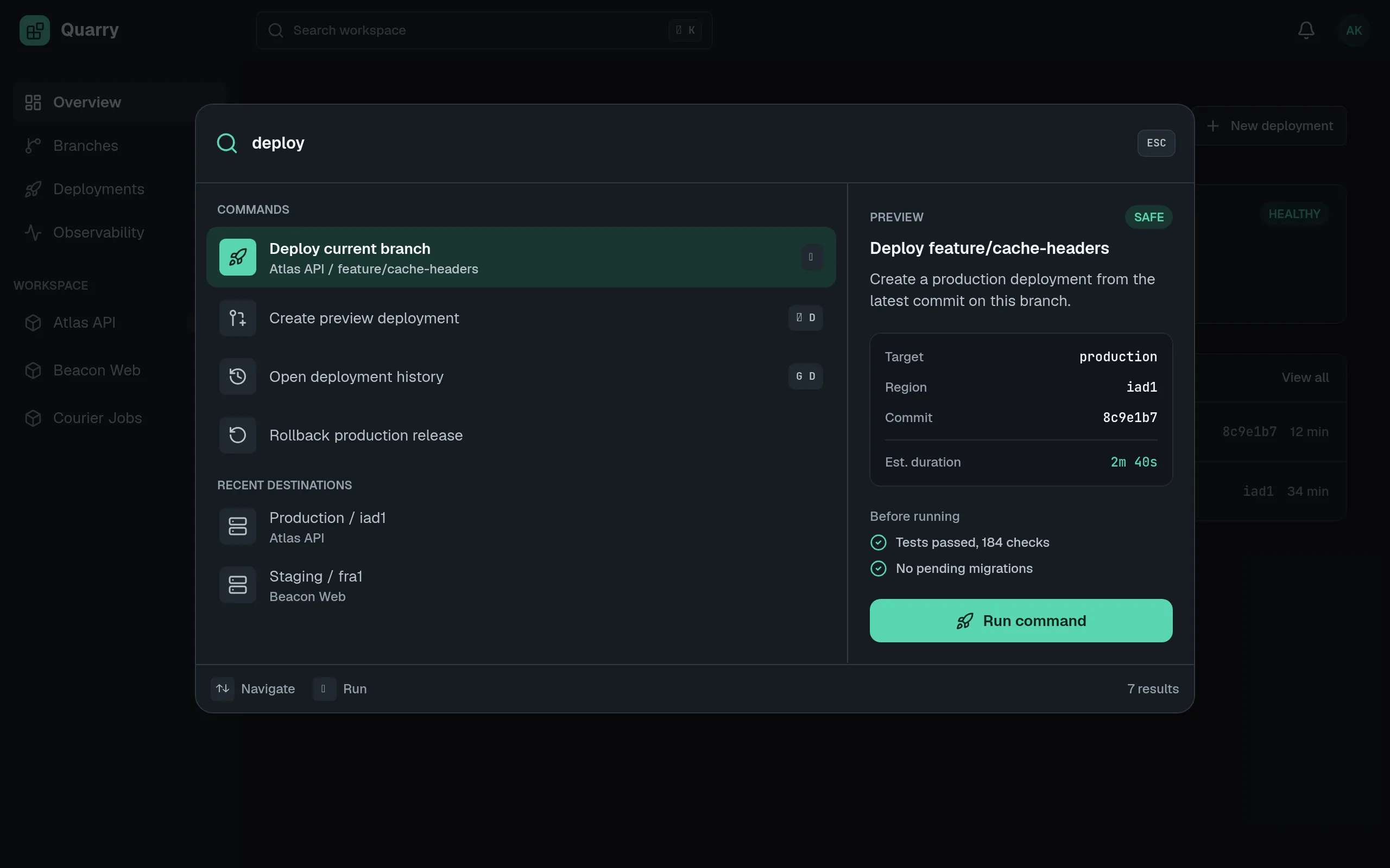 Quarry — Command Center — .gui preview