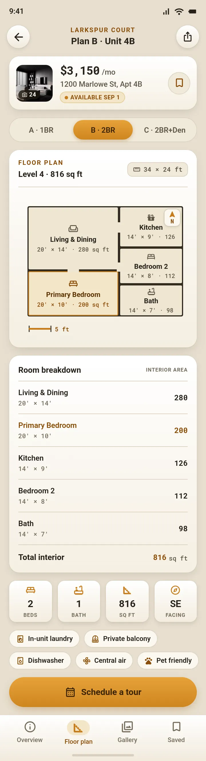 Larkspur Court - Plan B, Unit 4B Floor Plan — .gui preview