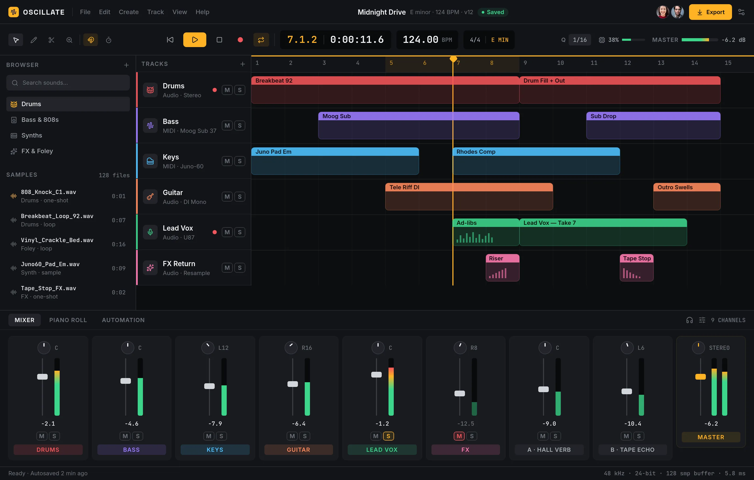 Oscillate — Music Production — .gui preview