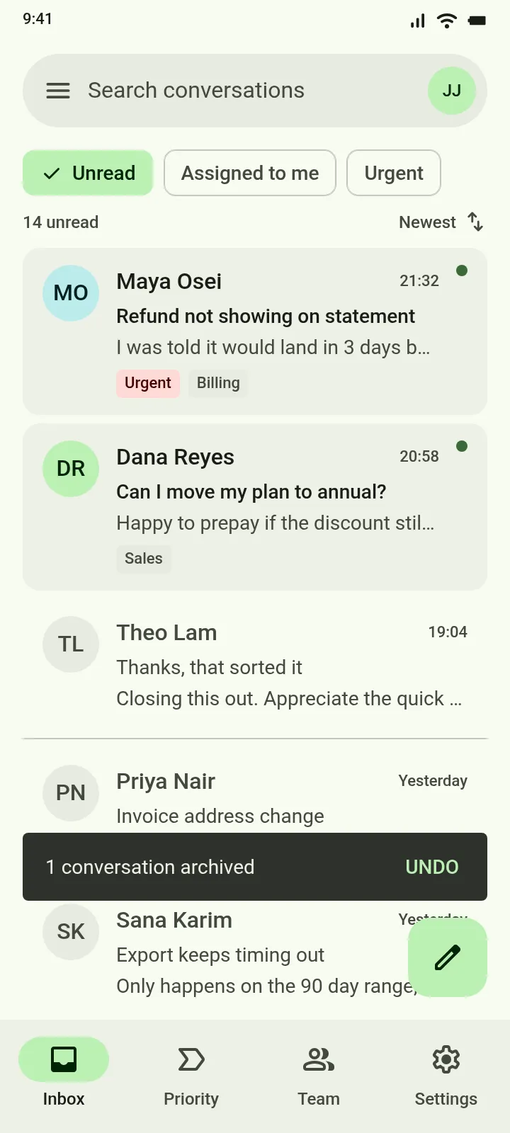 Thread — Support Inbox — .gui preview