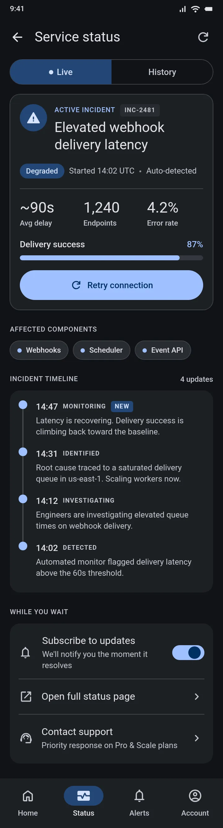 Relay — Service Status — .gui preview