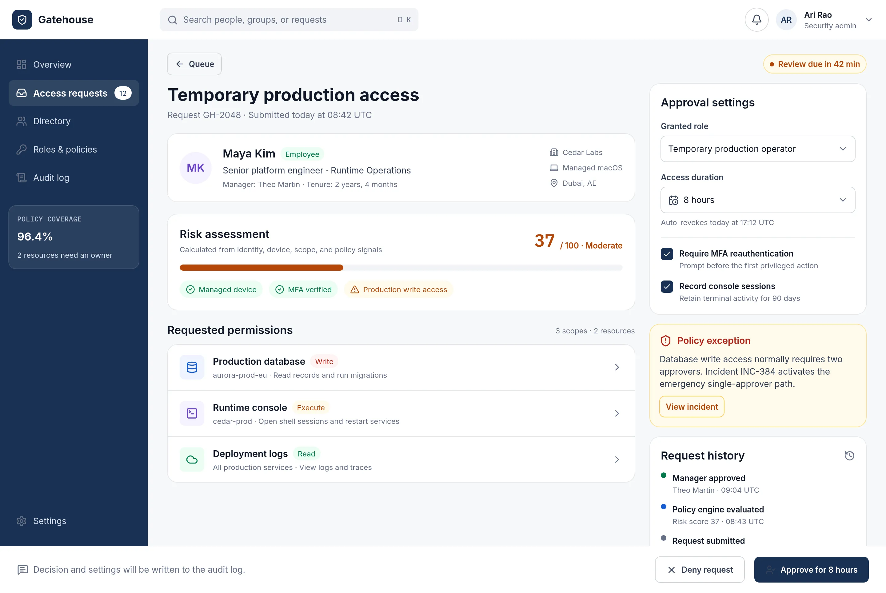 Gatehouse — Access Review — .gui preview