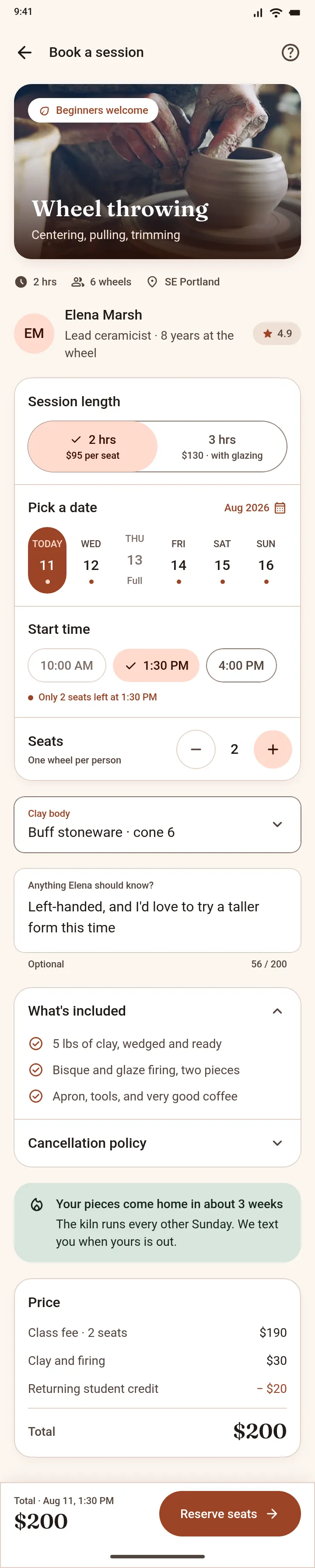 Kiln — Book a Wheel Session — .gui preview