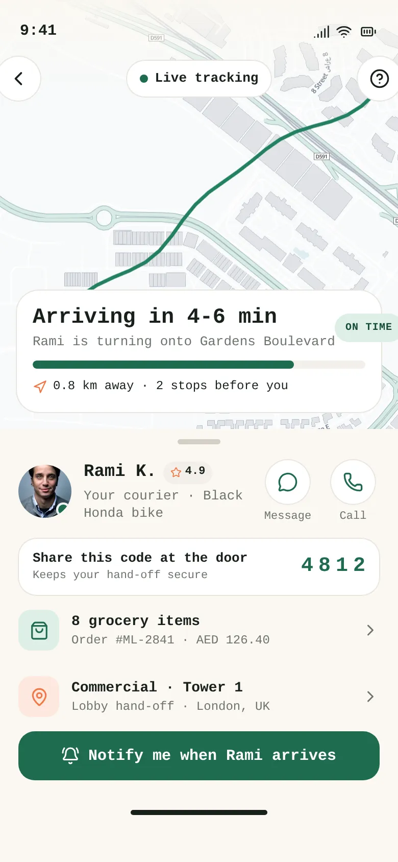 Mile Live Delivery Tracking — .gui preview