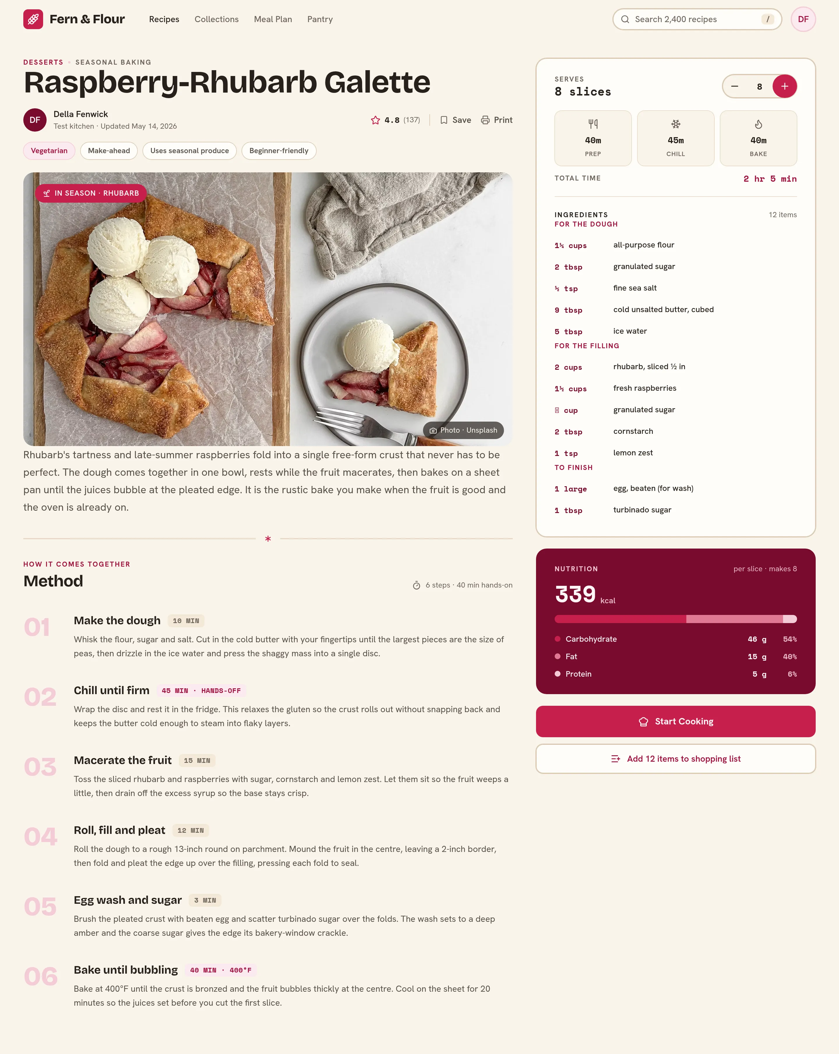 Fern & Flour — Raspberry-Rhubarb Galette — .gui preview