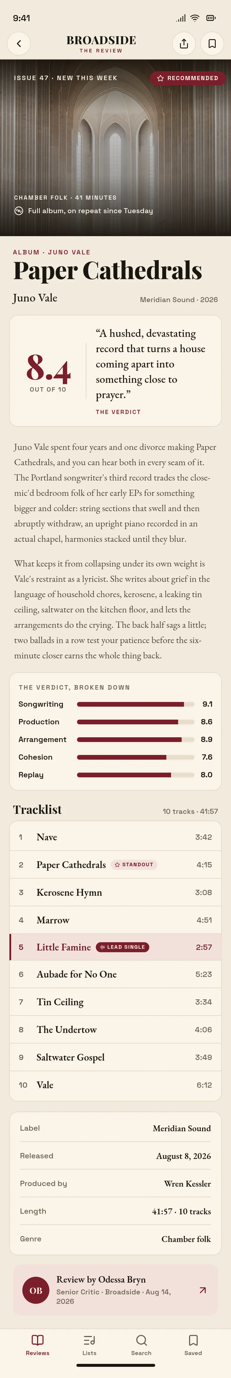 Broadside — Paper Cathedrals, Reviewed — .gui preview