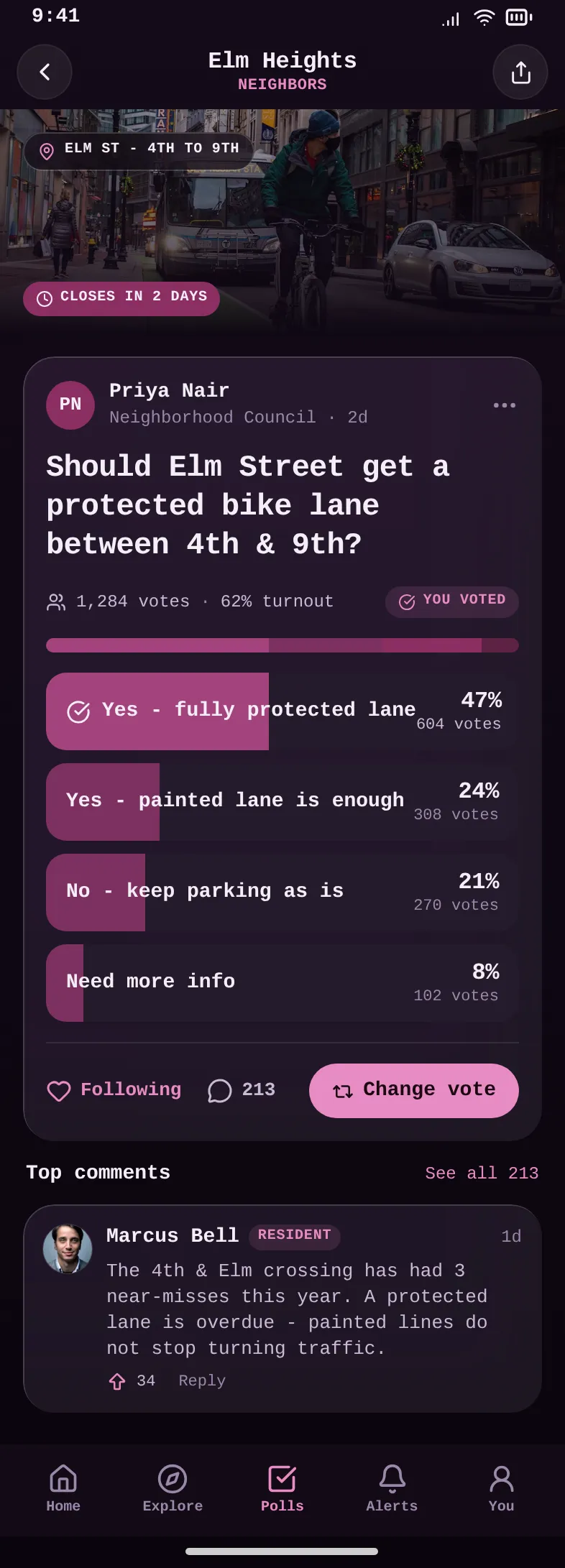 Blockside - Elm Street Bike Lane Poll — .gui preview