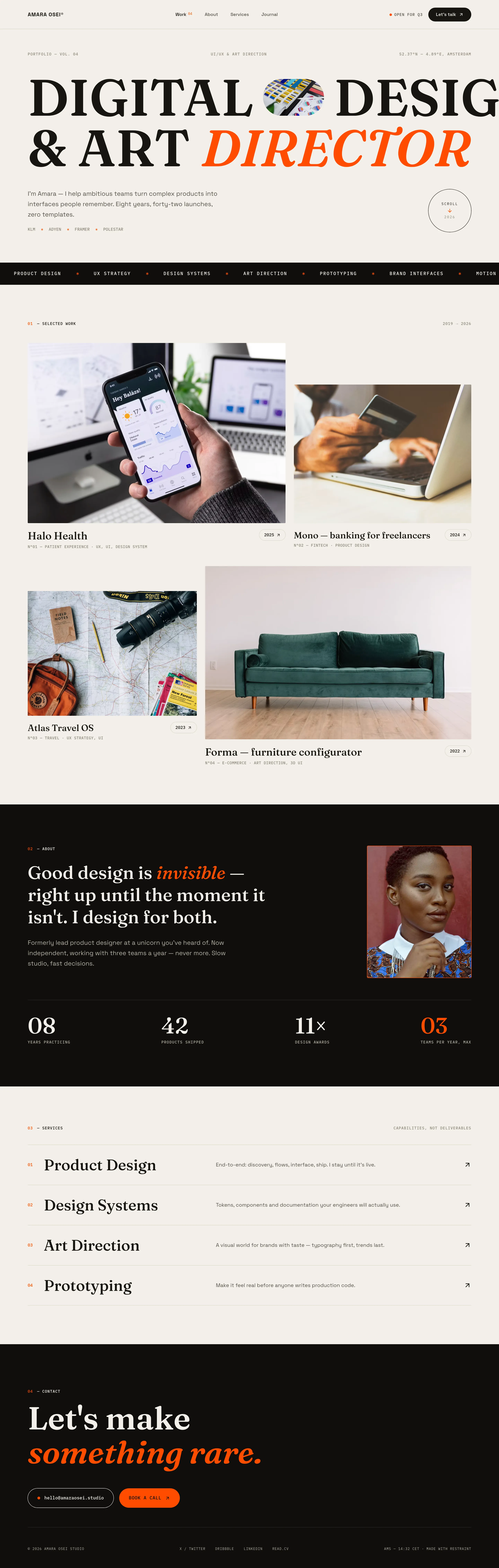 Amara Osei — Portfolio — .gui preview