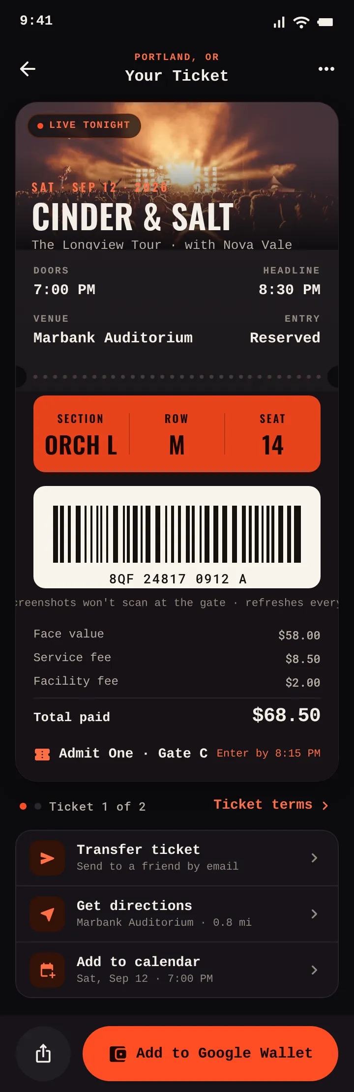 Verano Live - Ticket, Cinder & Salt at Marbank — .gui preview