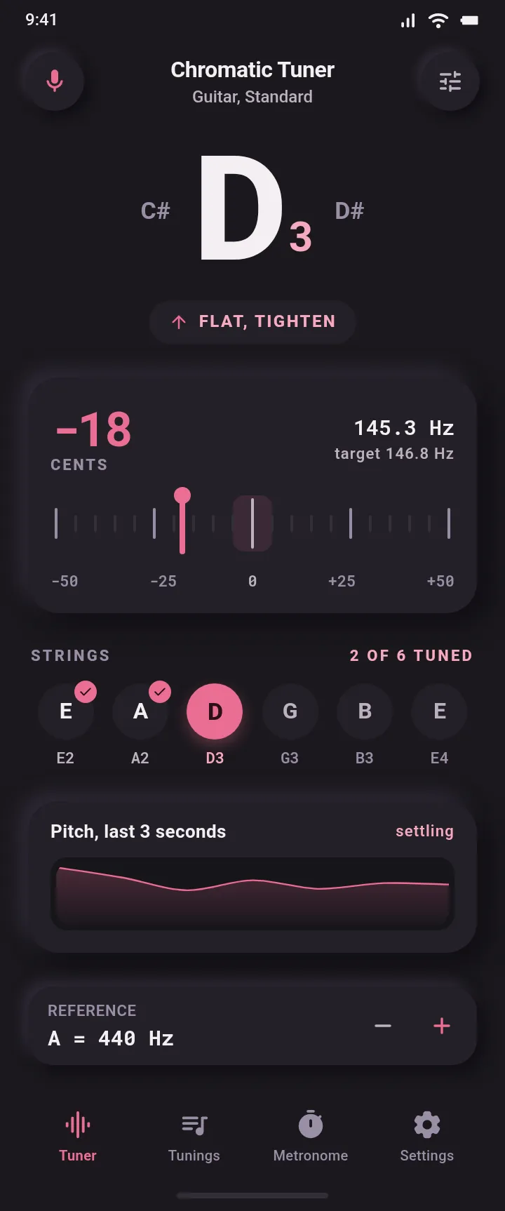 Overtone - Chromatic Tuner, D3 — .gui preview