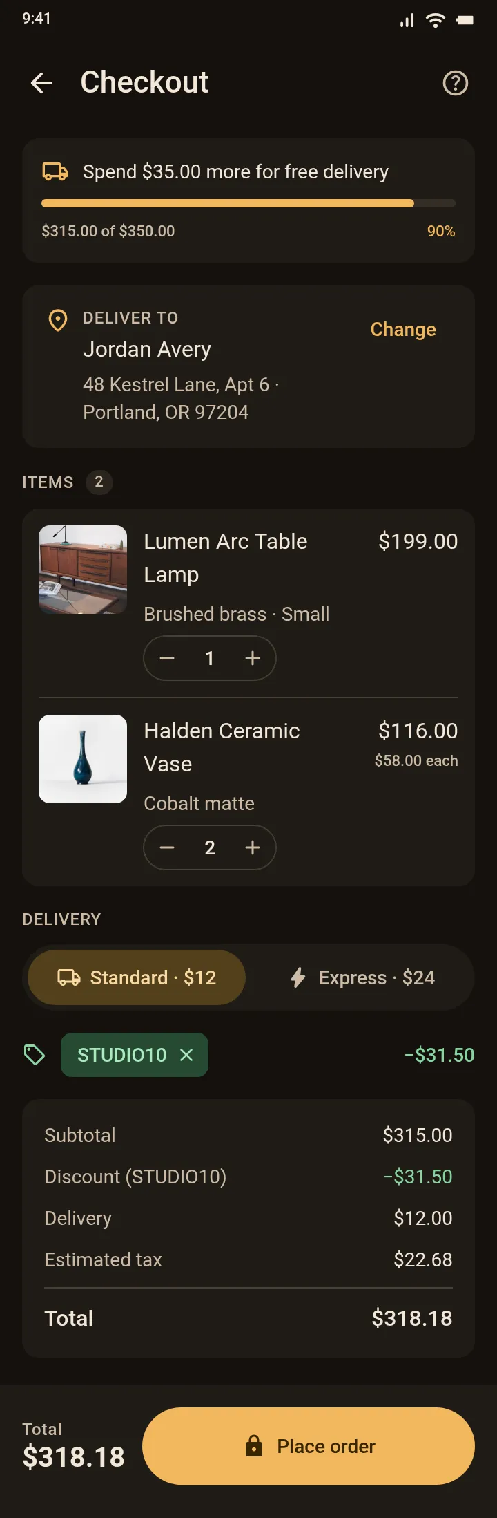 Anvil & Ash — Checkout — .gui preview